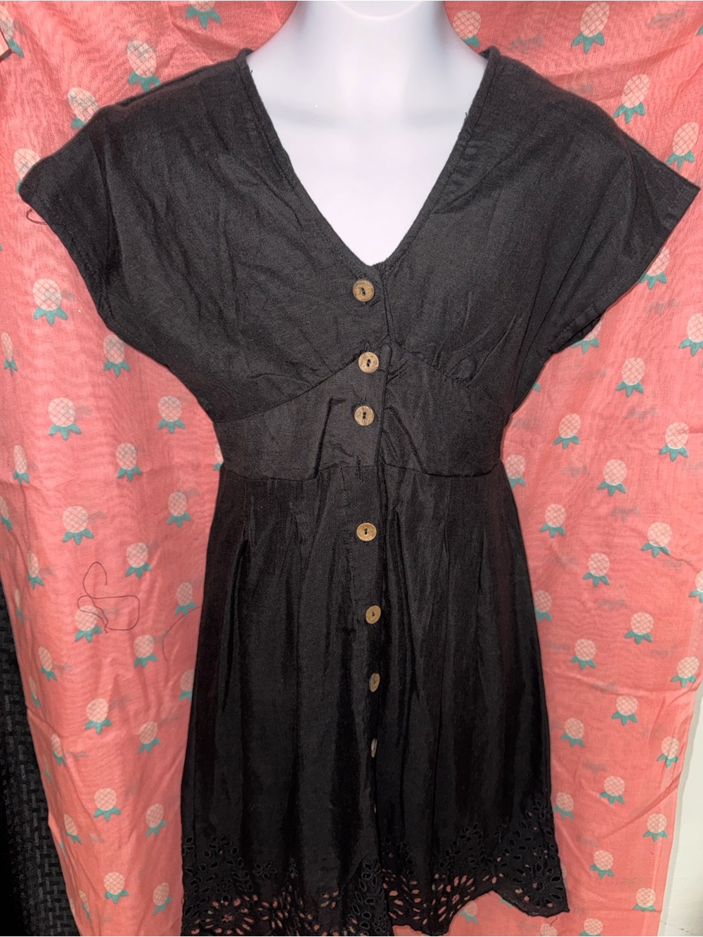 Girls' Black Button-Front  Dress